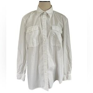 LAUREN RALPH LAUREN Bright White Long Sleeve Button Down Pockets Classic Size XL